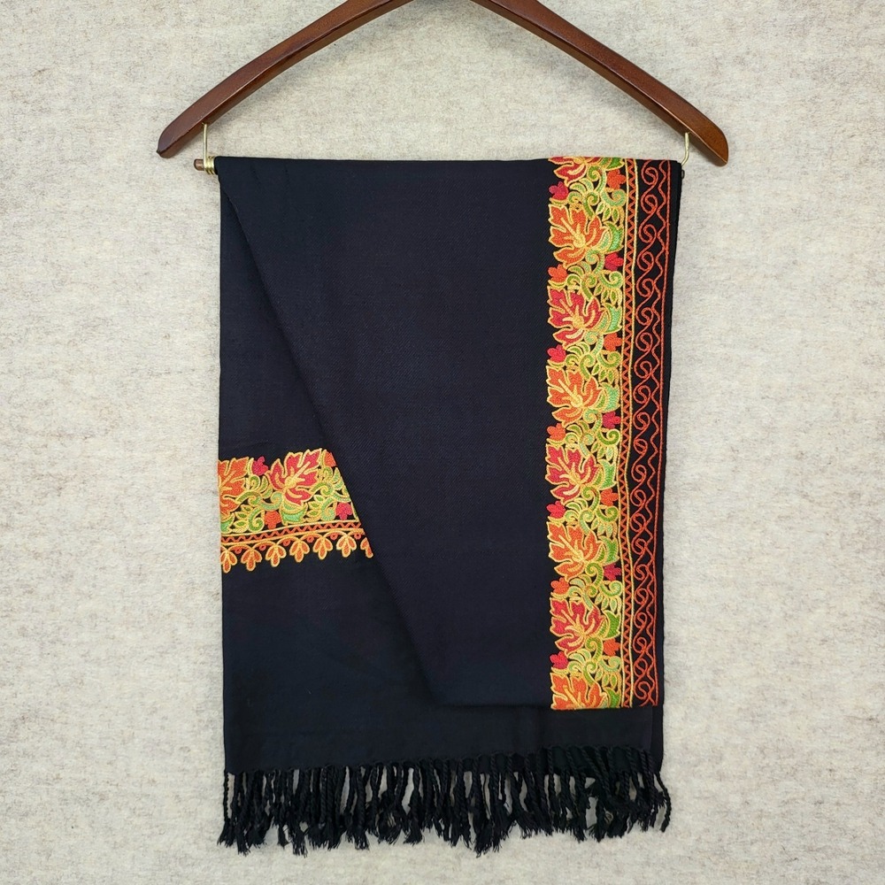 Pashmina Autumn Leaf‎ Wrap Scarf Shawl Fall Colors Boho Chic Hippie Embroidered - Picture 5 of 11